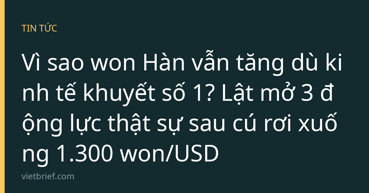 Vì sao won Hàn vẫn tăng dù kinh tế khuyết số 1? Lật mở 3 động lực thật sự sau cú rơi xuống 1.300 won/USD