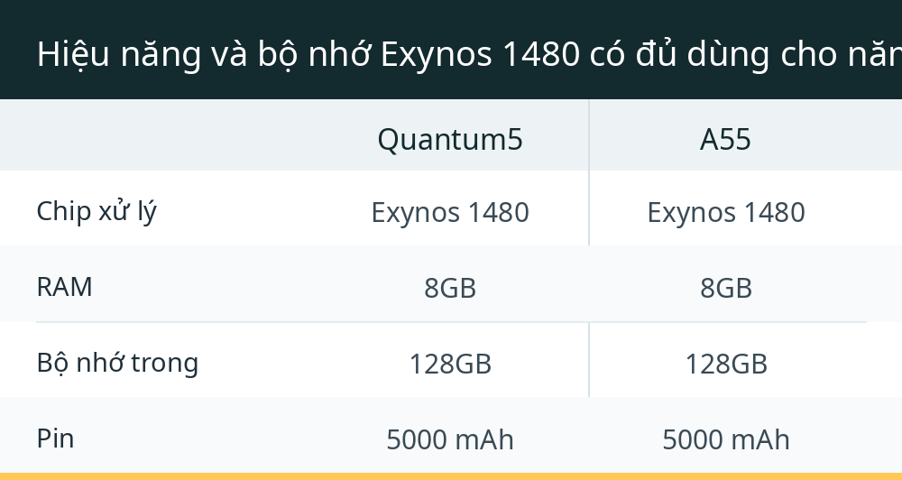 Hiệu năng và bộ nhớ Exynos 1480 có đủ dùng cho năm 2024?