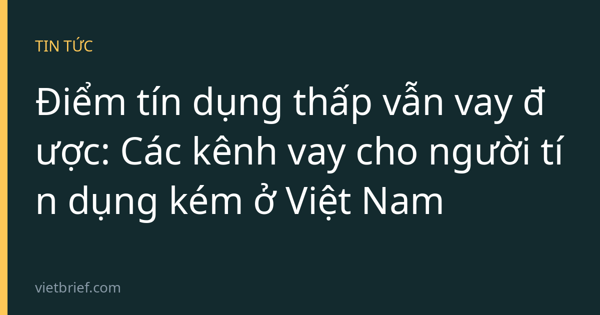 Điểm tín dụng thấp vẫn vay được: Các kênh vay cho người tín dụng kém ở Việt Nam