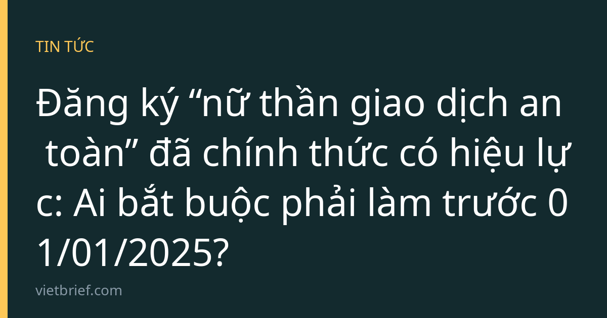Đăng ký “nữ thần giao dịch an toàn” đã chính thức có hiệu lực: Ai bắt buộc phải làm trước 01/01/2025?