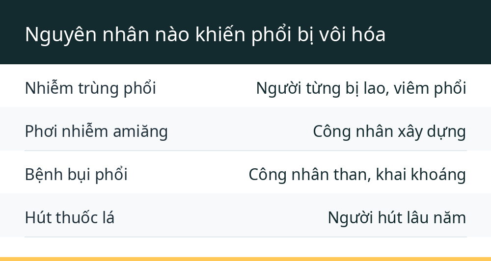 Nguyên nhân nào khiến phổi bị vôi hóa