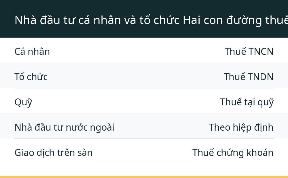 Nhà đầu tư cá nhân và tổ chức Hai con đường thuế khác nhau