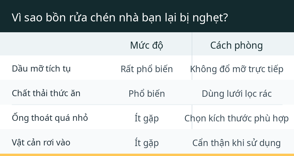 Vì sao bồn rửa chén nhà bạn lại bị nghẹt?