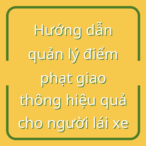 Hướng dẫn quản lý điểm phạt giao thông hiệu quả cho người lái xe