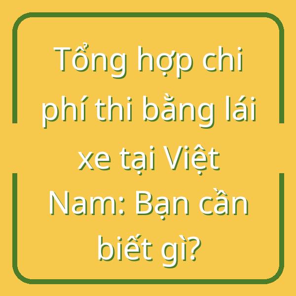 Tổng hợp chi phí thi bằng lái xe tại Việt Nam: Bạn cần biết gì?