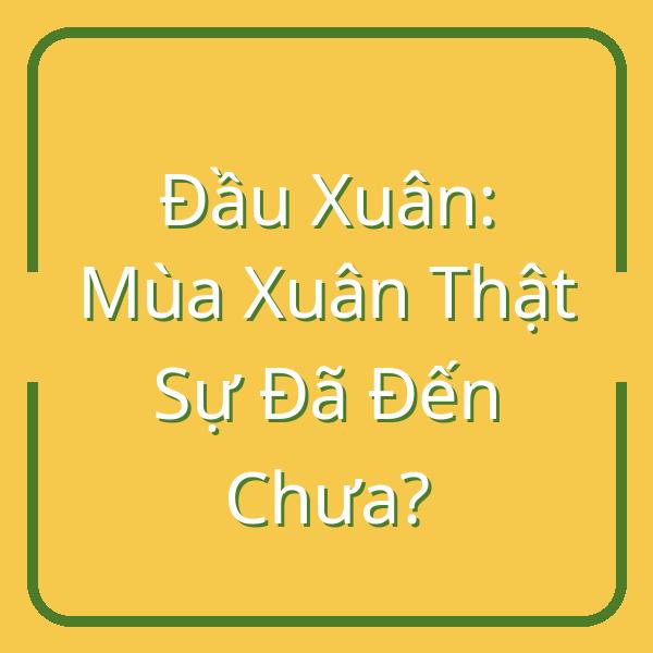 Đầu Xuân: Mùa Xuân Thật Sự Đã Đến Chưa?
