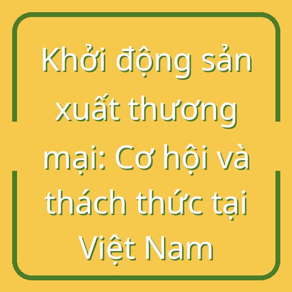 Khởi động sản xuất thương mại: Cơ hội và thách thức tại Việt Nam