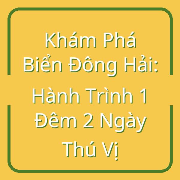 Khám Phá Biển Đông Hải: Hành Trình 1 Đêm 2 Ngày Thú Vị