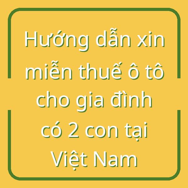 Hướng dẫn xin miễn thuế ô tô cho gia đình có 2 con tại Việt Nam