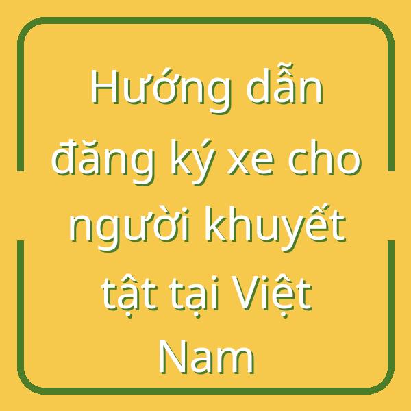 Hướng dẫn đăng ký xe cho người khuyết tật tại Việt Nam