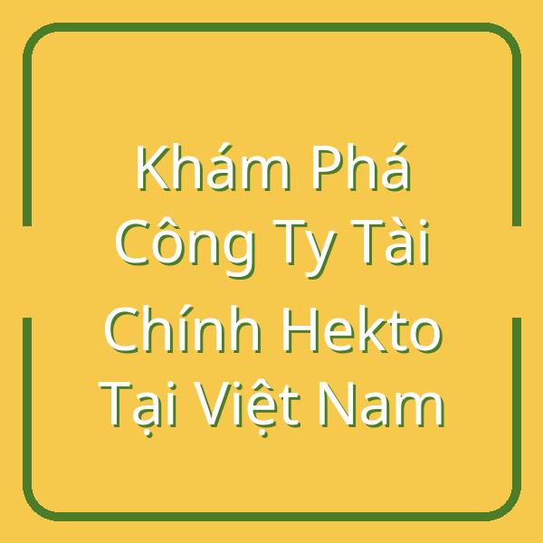 Khám Phá Công Ty Tài Chính Hekto Tại Việt Nam