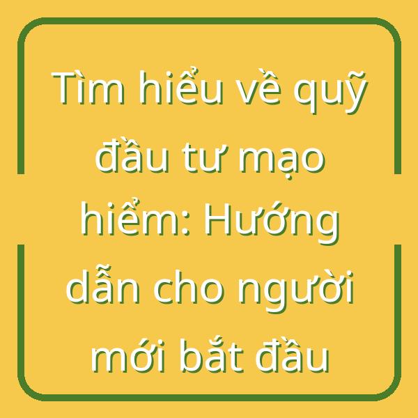 Tìm hiểu về quỹ đầu tư mạo hiểm: Hướng dẫn cho người mới bắt đầu