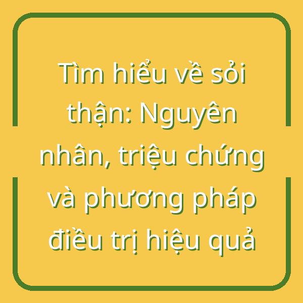 Tìm hiểu về sỏi thận: Nguyên nhân, triệu chứng và phương pháp điều trị hiệu quả