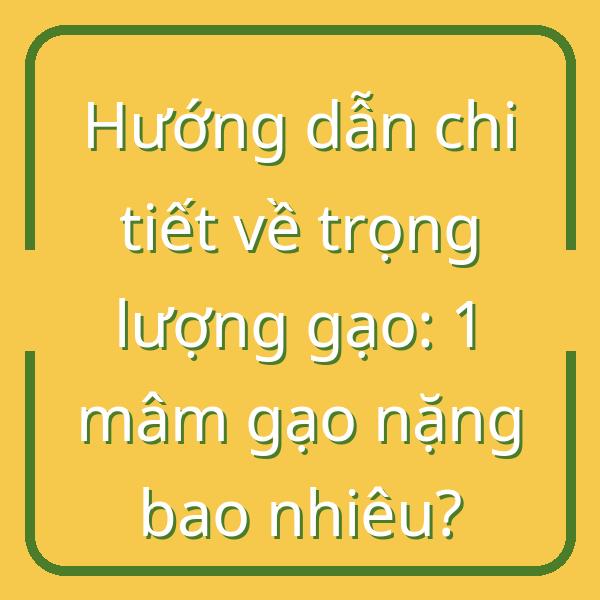 Hướng dẫn chi tiết về trọng lượng gạo: 1 mâm gạo nặng bao nhiêu?