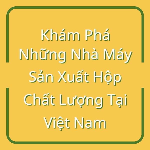Khám Phá Những Nhà Máy Sản Xuất Hộp Chất Lượng Tại Việt Nam