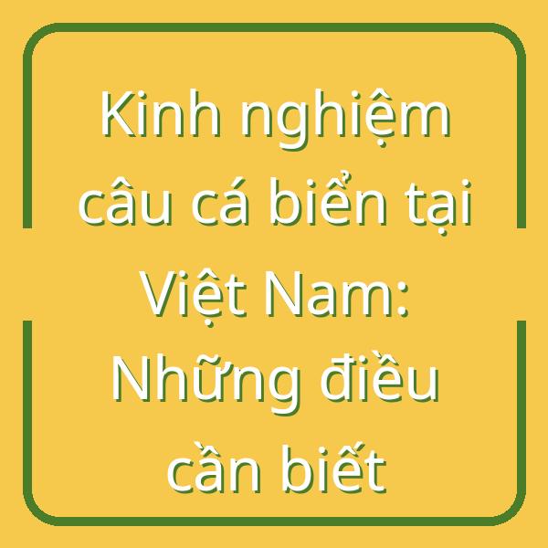 Kinh nghiệm câu cá biển tại Việt Nam: Những điều cần biết