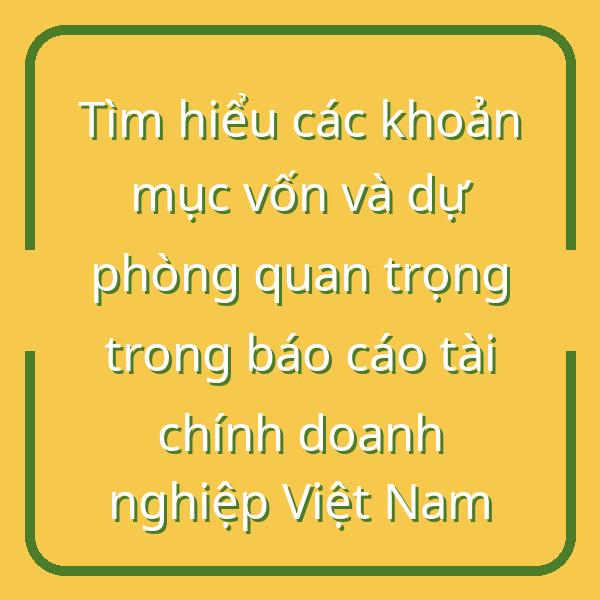 Tìm hiểu các khoản mục vốn và dự phòng quan trọng trong báo cáo tài chính doanh nghiệp Việt Nam