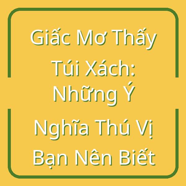 Giấc Mơ Thấy Túi Xách: Những Ý Nghĩa Thú Vị Bạn Nên Biết