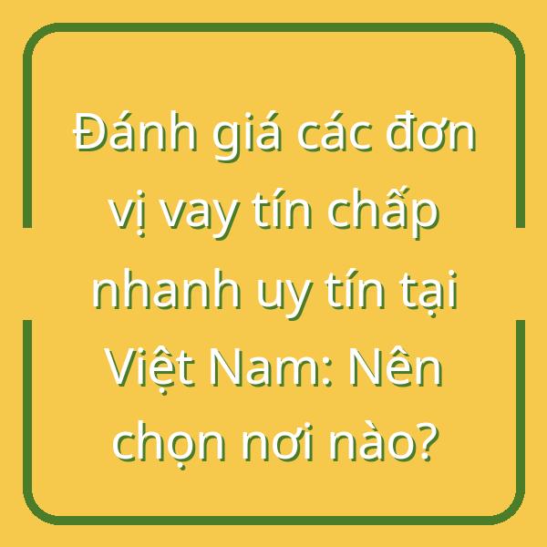 Đánh giá các đơn vị vay tín chấp nhanh uy tín tại Việt Nam: Nên chọn nơi nào?
