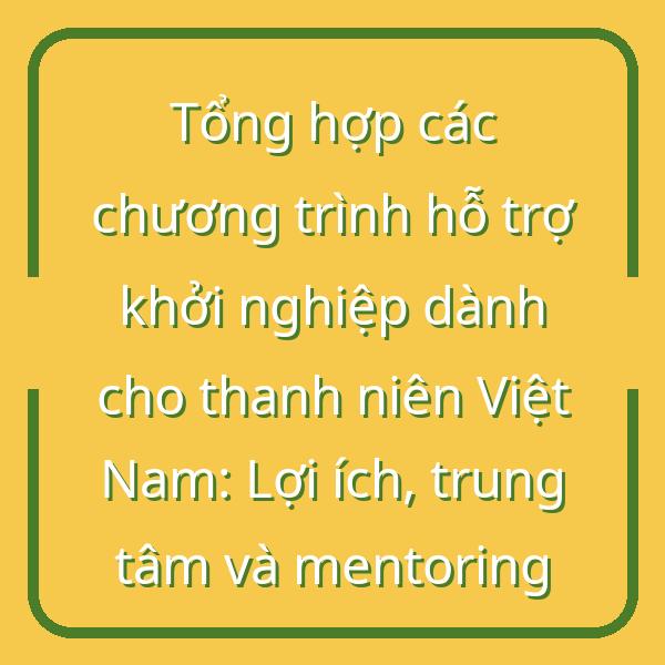 Tổng hợp các chương trình hỗ trợ khởi nghiệp dành cho thanh niên Việt Nam: Lợi ích, trung tâm và mentoring
