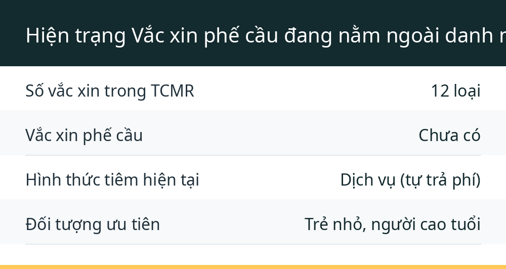 Hiện trạng Vắc xin phế cầu đang nằm ngoài danh mục tiêm chủng mở rộng