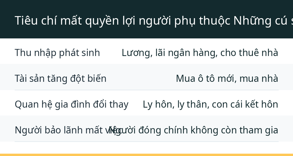 Tiêu chí mất quyền lợi người phụ thuộc Những cú sốc khó ngờ